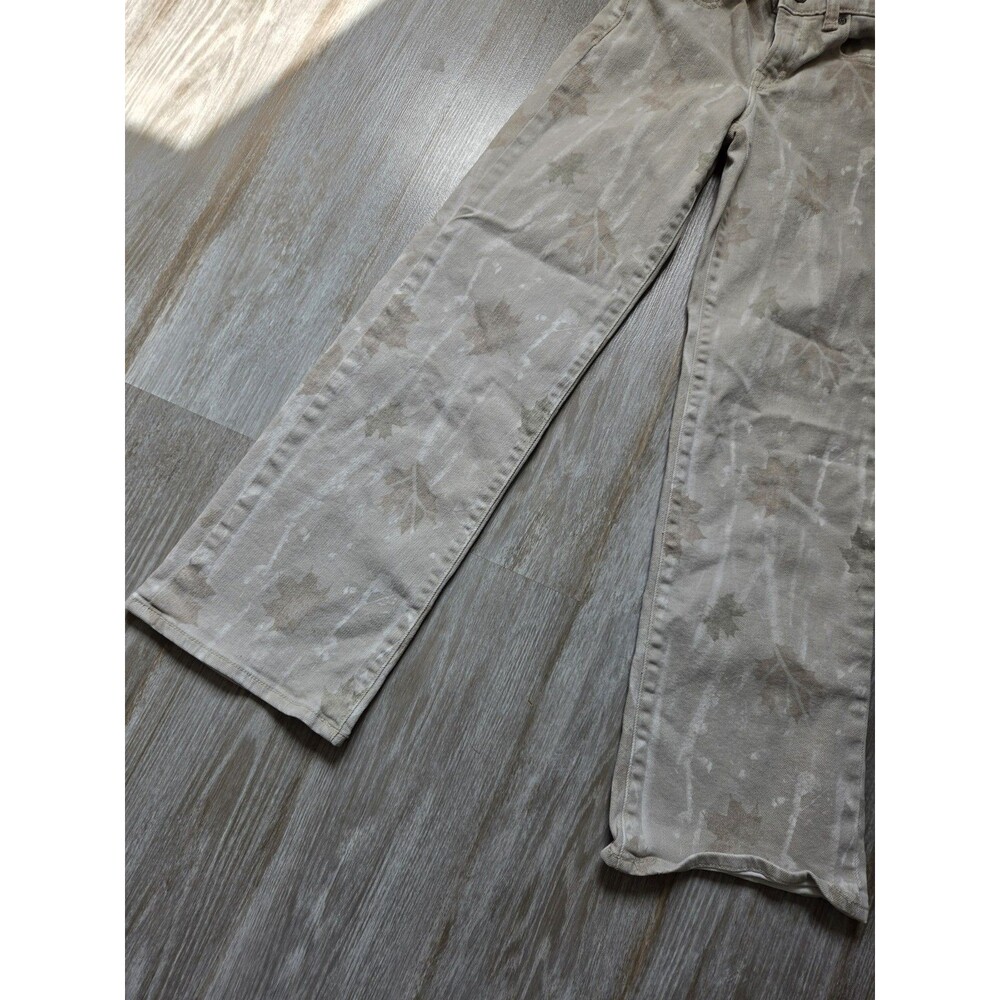 Hidden Los Angeles Mini Blake Dad Jeans Girls 10R Beige Leaf Print Mid Rise EUC - Picture 3 of 11